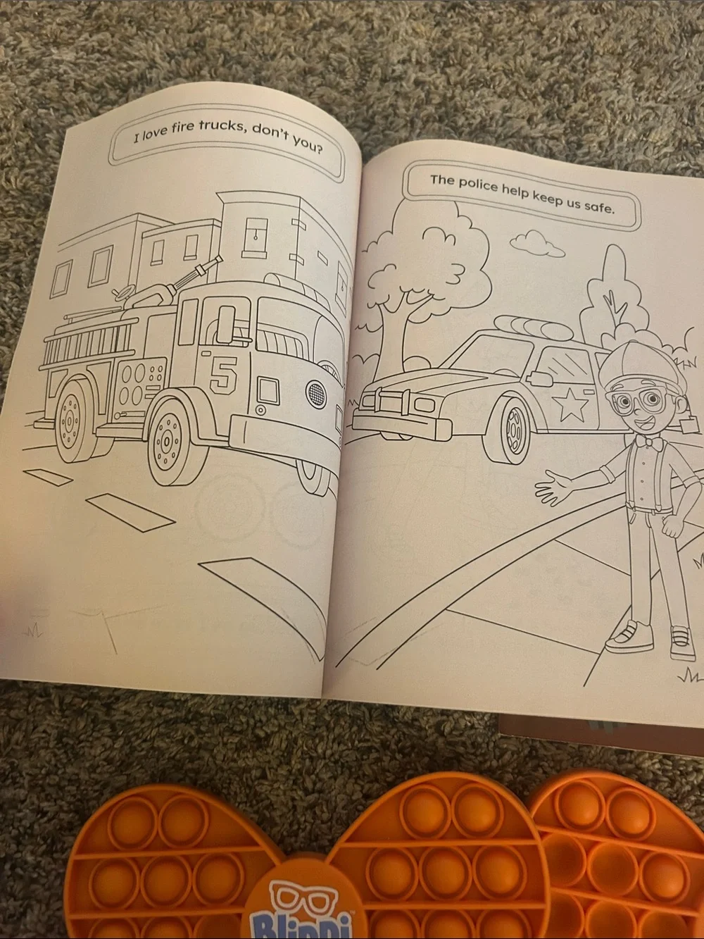 Blippi coloring books and pop it’s